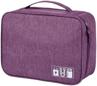 FAVORTALK Travel Pouch Electronics Organiser Storage Bags with Removable Bulkhead Extra Large 3-Layers Universal Tech Gadget Bag Fit for Charger Data Cable Headphone Mouse Hard Disk, Purple B21609