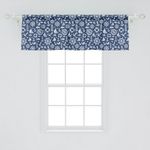 Ambesonne Sailboat Window Valance Pack of 2, Diagonal Hatched Nautical Elements Ship's Wheel Anchor and Marine Animals, Rod Pocket Curtain Valances for Kitchen Bedroom, 54" X 18", Blue White