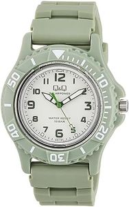 Citizen Q&Q Analog Solar Watch, Water Resistant to 10 ATM, Urethane Strap, green, Classic