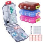 4 Pack Pill Case Portable Small Weekly Travel Pill Organizer Portable Pocket Pill Box Dispenser for Purse Vitamin Fish Oil Compartments Container Medicine Box