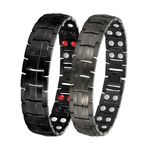 Jeracol Titanium Steel Men Magnetic Bracelets,2 Pack 4 Element and Double Row Ultra Strength Magnets Wristband,Magnet Brazaletes Links Removal Tool & Jewelry Gift Box