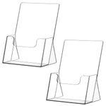 Zohadtak Acrylic Brochure Holder, 9.2'' x 8.7'' Clear Acrylic Literature Holder Plastic Flyer Display Stand , Acrylic Countertop Organizer for Magazine, Booklets, Menu, 2 Pack