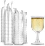 Stock Your Home 5 oz Clear Plastic Wine Glass (80 Pack) - BPA Free & Recyclable - Shatterproof Wine Goblet - Disposable & Reusable Cups for Champagne, Dessert, Food Samples, Catering, Weddings