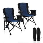 Superrella Portable Outdoor Folding Camping Chairs 2 Pack Heavy Duty Camp Chairs with Storage Bag for Outside Activities, Blue