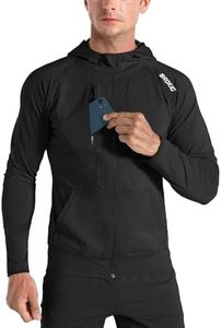 BROKIG Men's Gym Running Jackets,Lightweight Zip up Hoodie Casual Quick Dry Sports Workout Sweatshirts with Pockets(Black,X-Large)