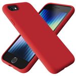 TAXXOE Liquid Silicone Case Compatible with iPhone SE 2020/2022, iPhone 8/7, 4.7 Inch, Soft-Touch, Shockproof, DustProof, Antiskid Full Body Phone Cover for iPhone SE - Red