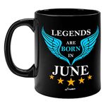 FirseBUY Legends are Born in June Printed Ceramic Coffee Mug for Men Birthday Gift (Black)