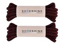 SHOESHINE Round Boot Lace 4mm Thick Shoe Lace for Hiking, Trekking, Safety Shoes - Dark Brown Color, 2 Pair (4 Pcs)