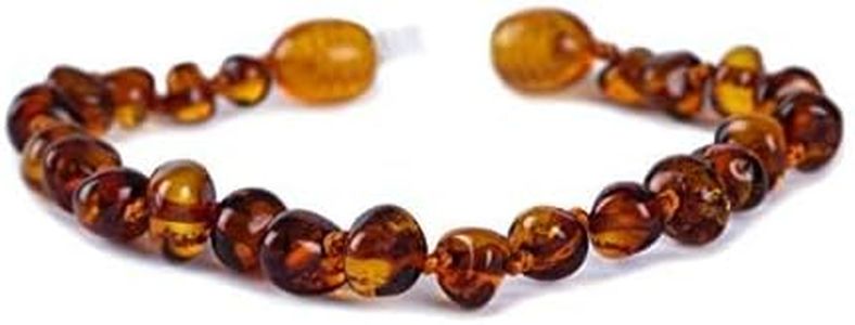 Baby J's - Cognac Coloured Bracelet/Anklet - Premium Amber Bracelet - Handcrafted with 100% Baltic Amber - Fitted with a Safety Screw Clasp - Knotted to Prevent Scattering - 13cm, 13 cm, Silk