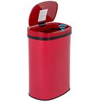 BestOffice 13 Gallon Sensor Garbage Can Kitchen with Lid, Stainless Steel 50L Automatic Trash Can for Kitchen Office Bedroom Indoor Trash Bin,Red