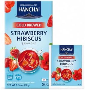 Damtuh Strawberry Hibiscus Cold Brew Tea Bags – Refreshing Fruit Herbal Tea with Real Hibiscus Flowers & Strawberry Flavor – Caffeine-Free Iced Tea for Summer Hydration (1.5g x 20 Count)