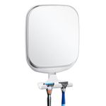 TAILI Shower Mirrors for Shaving Anti Fog, Suction Shaving Mirror for Shower with Storage Holder, Wall mounted, NO-Drilling & Removable, Shatterproof, Bathroom Accessories For Men and Women, White