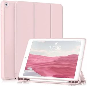 ZKTUYU 10.2 inch Case for iPad 9th Generation 2021 / iPad 8th Generation 2020 / iPad 7th Generation 2019 with Pencil Holder, Auto Sleep/Wake, Slim Soft Smart Trifold Cover, iPad 10.2" Case, Pink