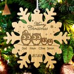 Personalised Merry Christmas Bauble Engraved Wooden Xmas Tree Ornaments Gift for Family Baby Home Girls Mom with Any Name Xmas Santa Decoration at 2024 Lockdown Year (Snowflake)