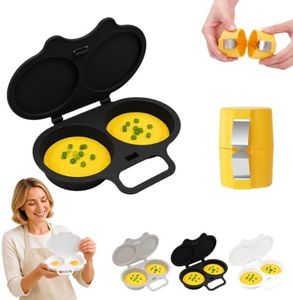 Dual Cavity Microwave Egg Poacher 2 Eggs with Lid Egg Cooker, Black Set