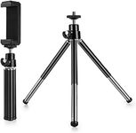 Mini Tripod for Webcam and Phone, Metal Extendable Webcam Stand with Phone Holder, Tripod for Webcam Black