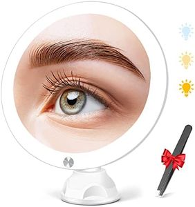 Fabuday 15X Magnifying Mirror with 3 Color Lighting, Upgraded 2023 Version Lighted Makeup Mirror with Magnification, LED Light Up Mirror with Suction Cup for Bathroom, Portable Travel Mirror…