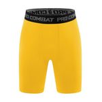 HYCOPROT Men's Compression Shorts Spandex Sports Underwear Athletic Performance Base Layer Shorts Quick-Drying Workout Running Active Tights (Yellow, L)