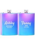 Set of 2, Personalized Hip Flask for Women, 8oz Stainless Steel Engraved Flask Set for Bridesmaid, Custom Flask for Wedding Party Gift, Birthday Gift, Mother's Day Gift, Valentine Gift (Multicolor)