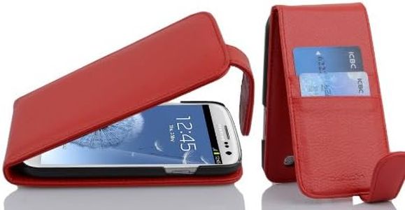 Cadorabo Funda para Samsung Galaxy S3 / S3 Neo in Rojo Cereza - Cubierta Proteccíon Estilo Flip con Tarjetero - Etui Case Cover Carcasa