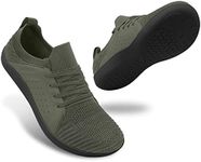 JIASUQI Mens Barefoot Shoes Minimalist Cross-Trainer Shoes Breathable Wide Toe Walking Shoes Zero Drop Sneakers for Running Trail(Size10.5,Army Green)
