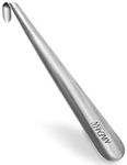 NINEMAX Metal Shoe Horn Long Handle, 16.5" Stainless Steel Shoehorn for Seniors, Men, Women, Boot Horn with Hole and Hook Handle