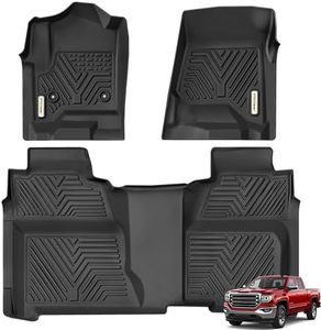 YITAMOTOR Floor Mats Compatible with 2014-2018 Chevy Silverado/GMC Sierra 1500 Crew Cab, 2015-2019 Silverado/Sierra 2500 HD/3500 HD Crew Cab, Custom Fit Liners, 1st & 2nd Row All-Weather Protection