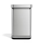 simplehuman CW2080 45L Rectangular Kitchen Pedal Bin with Liner Pocket, Silent Soft Close, Strong Pedal, Dent-Proof Lid, Brushed Stainless Steel with Grey Plastic Lid, W 40.5cm x H 65.5cm x D 33.8cm