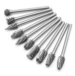 uptodateproducts 10Pc 1/8" 6mm Tungsten Carbide Cutter Rotary Burr Set CNC Engraving Bit Tool