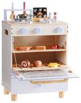ROBOTIME Wooden Toy Oven for Kids, Kids Kitchen Playset with Stove, Oven & Baking Drawer, Pretend Play Kitchen Set with Accessories, Montessori Cooking Toy, Ideal Gift, Toy Microwave for Ages 3+