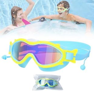 Kids Swim Goggles, Anti Fog Swimming Goggles for Children 3-16, Wide View HD Large Frame Waterproof Pool Goggles for Kids Boys Girls (Blue & Yellow)