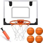 Indoor Mini Basketball Hoop Toys for Kids Adults, Hoop - Hooks On Doors Wall Mounted B-Ball Goals for Outdoor Outside Backyard Games Swimming Pool, Christmas Birthday Gifts