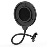 IXTECH Pop Filter For Microphone, Mic Pop Filter Mesh Isolation Shield Compatible With Blue Yeti And Any Other Mic, Dual Layered microphone pop filter shield with Flexible 360° Gooseneck Clip
