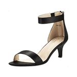 DREAM PAIRS Women's Low Kitten Heels Open Toe Comfortable Ankle Strap Party Dress Heeled Sandals Pump,Size 7.5, Black/Satin,Fiona