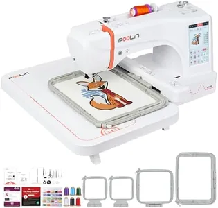 POOLIN EOC06 Embroidery Machine 7.9x11 Inch Large Hoop for Beginners,Computerized 7 Inch Touchscreen,Machine Embroidery Gifts,Includes Hoops,Thread,USB,Stabilizer,Bobbins, Home Embroidery Machine
