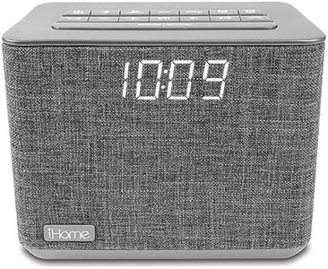 iHome iBT232 Bluetooth Dual Alarm FM Clock Radio with Speakerphone and USB Charging -Gray (Newest Model)