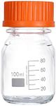 Pastein 20 pieces 100ml Round Media Glass Bottle Graduated Storage Jar with GL45 Polypropylene Orange Cap