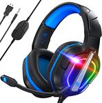 Fachixy「2024 New」FC200 Gaming Headset for PS4/PS5/PC/Xbox/Nintendo Switch, PS4 Headset with Microphone, 3.5mm Gaming Headphones with RGB Light