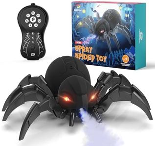 DEERC Remote Control Spider, Robot Spide with Spray and Lights, Black Widow Toy for Kids, for Halloween Xmas Birthday Party Joke Prank, Wireless RC Realistic Bot Moving Real Music Effect Tarantula
