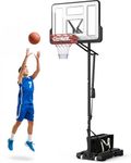 Portable Basketball Hoop Height Adjustable: 4.6-10FT Basketball Goal with 44" Shatterproof Backboard, 18" Metal Rim with Extra Weight Bag, Outdoor Basketball Hoop Net System for Kids Teens Adults