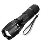 LED Battery Powered Zoom Torch, Super Bright 2000 Lumen Tactical Torch, Hand Flashlight, Adjustable Focus, Waterproof Small Mini Pocket Torch, Strobe SOS Safety Function (Single Torch