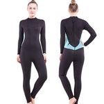 Flexel Full Wetsuit Womens Surf Wet Suit with 3mm Premium Neoprene Scuba Diving Suits for Swimming, Surfing, Snorkeling, Kayaking, Paddle Boarding Jumpsuits (3mm Light Blue, Medium)