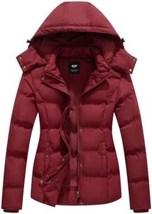 GGleaf Women's Hooded Warm Winter Coat Quilted Thicken Puffer Jacket with Removable Hood Wine Red XX-Large