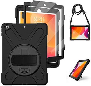 iPad 9th 8th 7th Generation Case Cover iPad 10.2 Case 2021/2019/2020 with Screen Protector, Herize Heavy Duty Hard Durable Shockproof Protective Case with Kickstand,Handle Hand Strap, Shoulder Strap