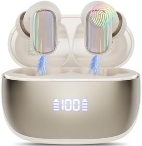 Wireless Earbuds, Mini Bluetooth 5.4 Earphones with ENC Mic, Bluetooth Headphones In Ear 40H Deep Bass Wireless Headphones with Noise Cancelling, Touch Control, IP7 Waterproof bluetooth earbuds, White