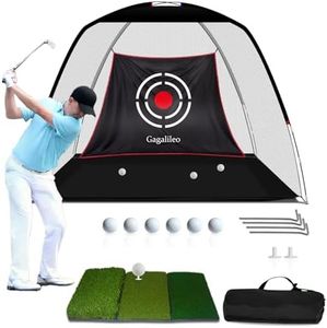 Gagalileo Golf Net for Backyard Practice: 10x7FT Hitting Net with Mat & Target – Training for Driving Chipping Swing Golf Gift for Dad Husband Men