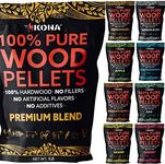 Kona Smoker Grilling Pellet Sets 8X /1 Pound Variety Pack (8 pounds Total), 100% Oak+100% Hickory+Sweetwood Blend+Premium Blend+100% Apple+100% Cherry+Supreme Blend+100% Mesquite Acacia