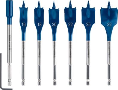 Bosch EXPERT 7-Piece Spade Drill Bit Set – 16–32mm for Softwood