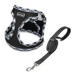 DORAMIO Step-in Dog Harness and Leash Set, Soft Mesh No-Chock Reflective Breathable Easy Walk Lightweight Vest Harnesses with Safety Buckle for Small Medium Dogs, Cats, Puppies (Black White, S)