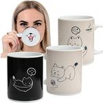 InGwest. Heat Sensitive Color Changing Coffee Mug with Funny Cat. Very Cute Magic Mug with Tongue on Bottom.